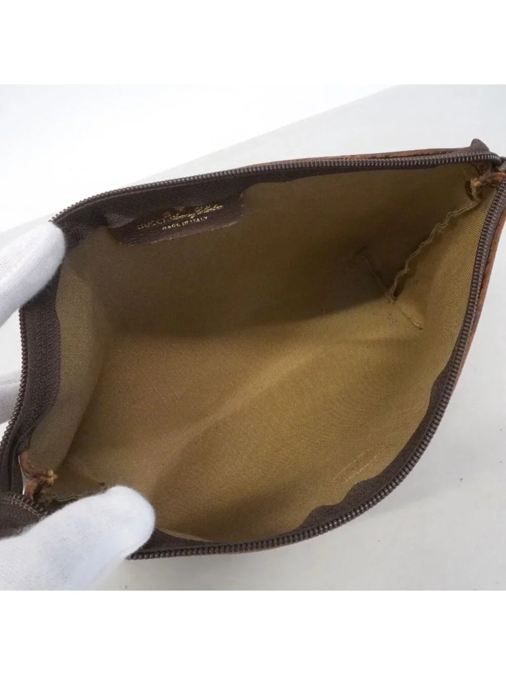 Gucci Pouch GG Supreme 156 01 Brown Gold